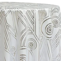 Luxor (Metallic Print) Table Linen in White and Silver