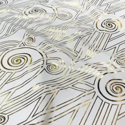 Luxor (Metallic Print) Table Linen in White and Gold
