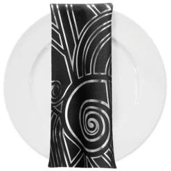 Luxor (Metallic Print) Table Napkin in Black and Silver