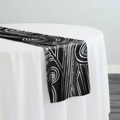 Luxor (Metallic Print) Table Runner in Black and Silver