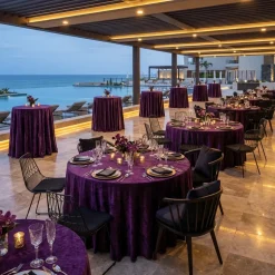 Luxury Plush Velvet Table Linen in Plum