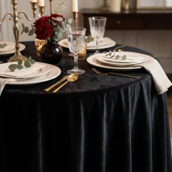 Luxury Plush Velvet Table Linen in Black