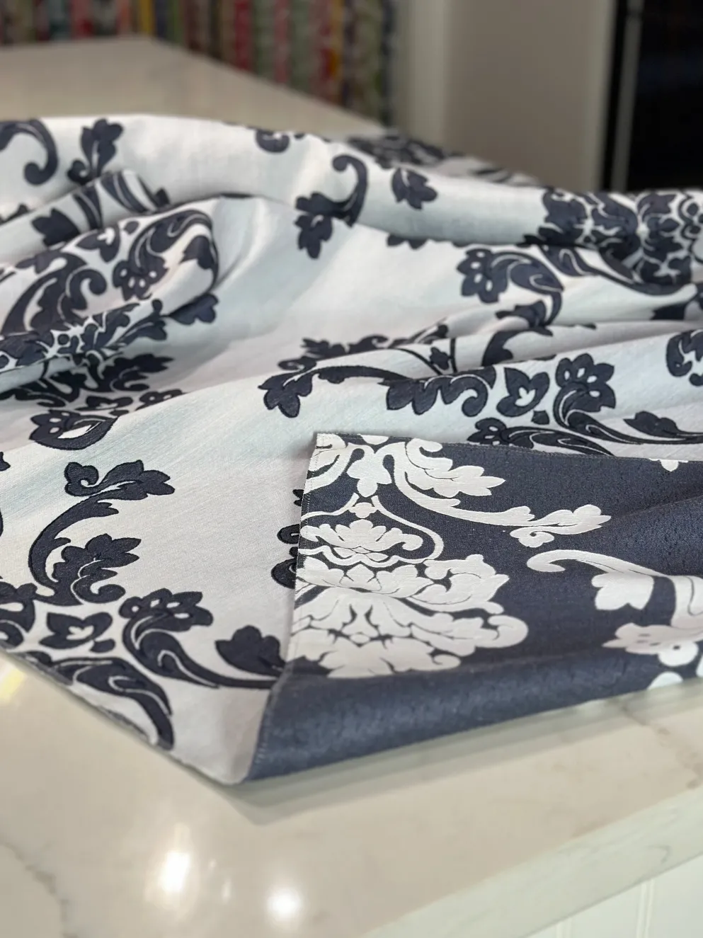 Madison Jacquard (Reversible) Table Linen in Navy