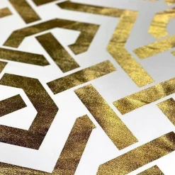 Majestic (Metallic Print) Table Linen in White and Gold