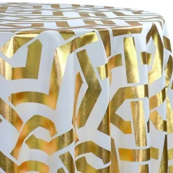 Majestic (Metallic Print) Table Linen in White and Gold