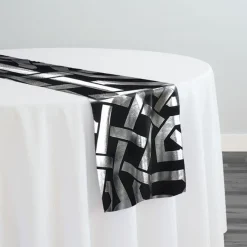 Majestic (Metallic Print) Table Runner in Black and Silver