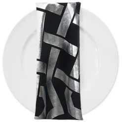 Majestic (Metallic Print) Table Napkin in Black and Silver