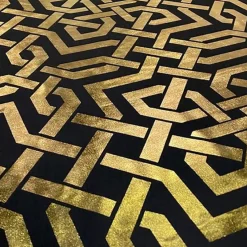 Majestic (Metallic Print) Table Linen in Black and Gold