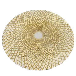 Mandala - Glass Charger Plate in Gold / White (Item # 0230)