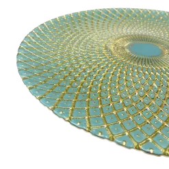 Mandala - Glass Charger Plate in Gold Teal (Item # 0230)
