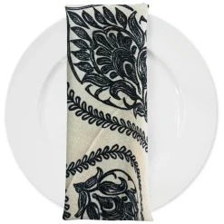 Mayfair (Slub Print) Table Napkin in Black / Taupe