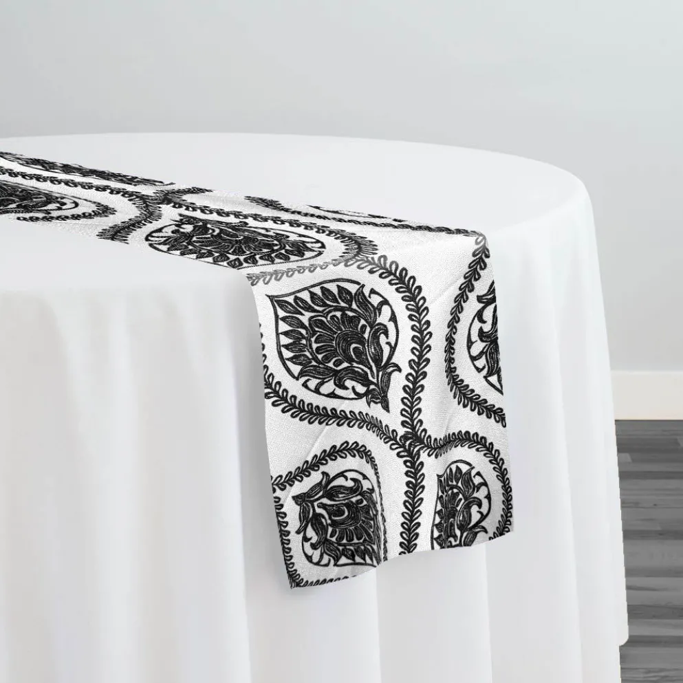 Mayfair (Slub Print) Table Runner in Black