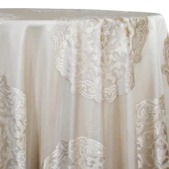 Medallion Jacquard Sheer Table Linen in Champagne