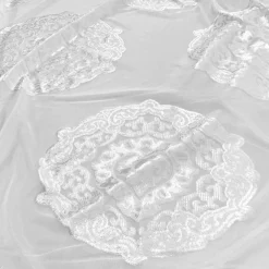 Medallion Jacquard Sheer Table Linen in White