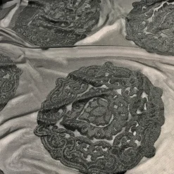 Medallion Jacquard Sheer Table Linen in Black