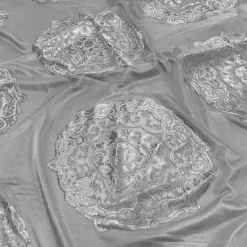 Medallion Jacquard Sheer Table Runner in Silver
