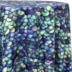 Mermaid (Poly Print) Table Linen in Azure