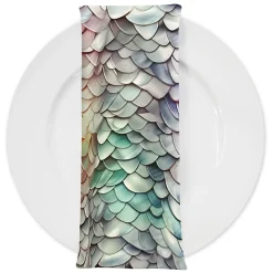 Mermaid (Poly Print) Table Napkin in Pearl