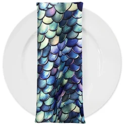 Mermaid (Poly Print) Table Napkin in Azure