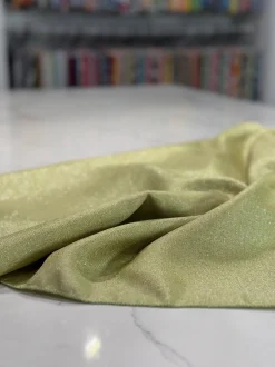 Metallic Burlap Table Linen in Sage/Silver