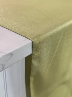 Metallic Burlap Table Linen in Sage/Silver