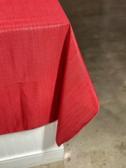 Metallic Burlap Table Linen in Red/Silver