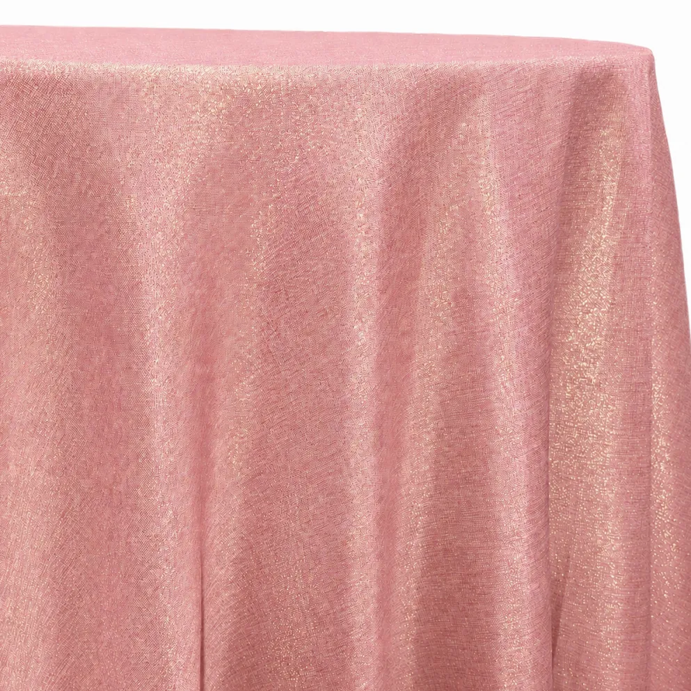 Metallic Burlap Table Linen in Pink/Gold