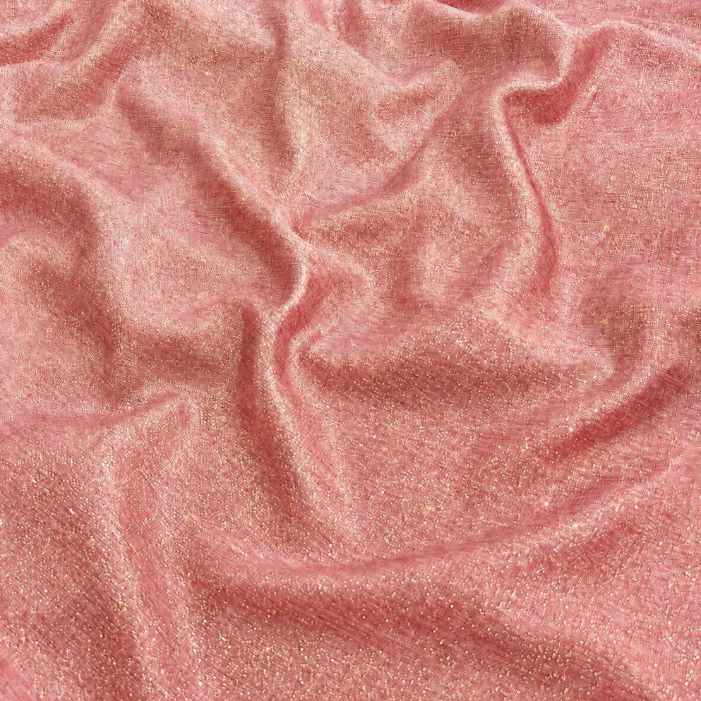 Metallic Burlap Table Linen in Pink/Gold