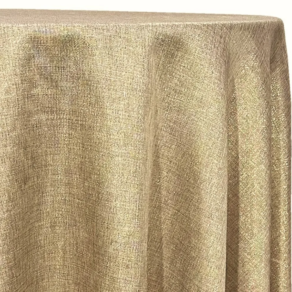 Metallic Burlap Table Linen in Khaki/Gold