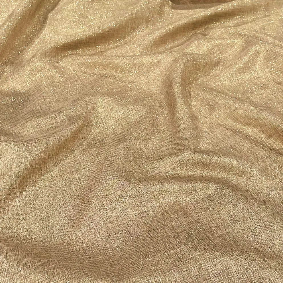 Metallic Burlap Table Linen in Khaki/Gold