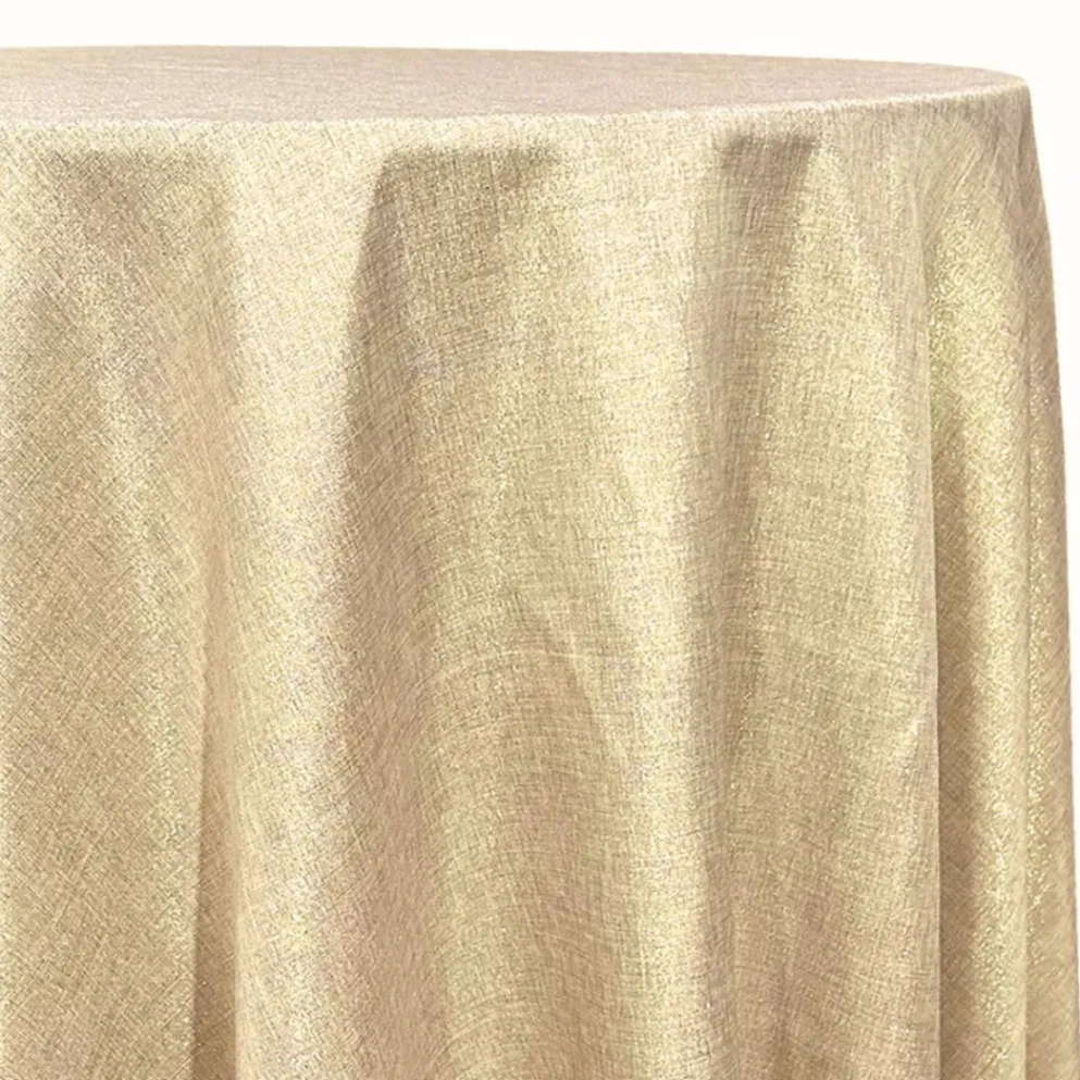 Metallic Burlap Table Linen in Beige/Gold