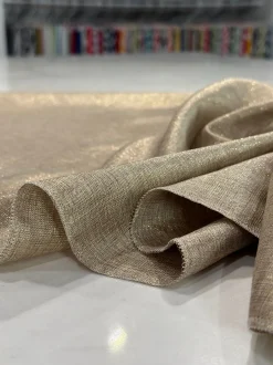 Metallic Burlap Table Linen in Champagne/Gold