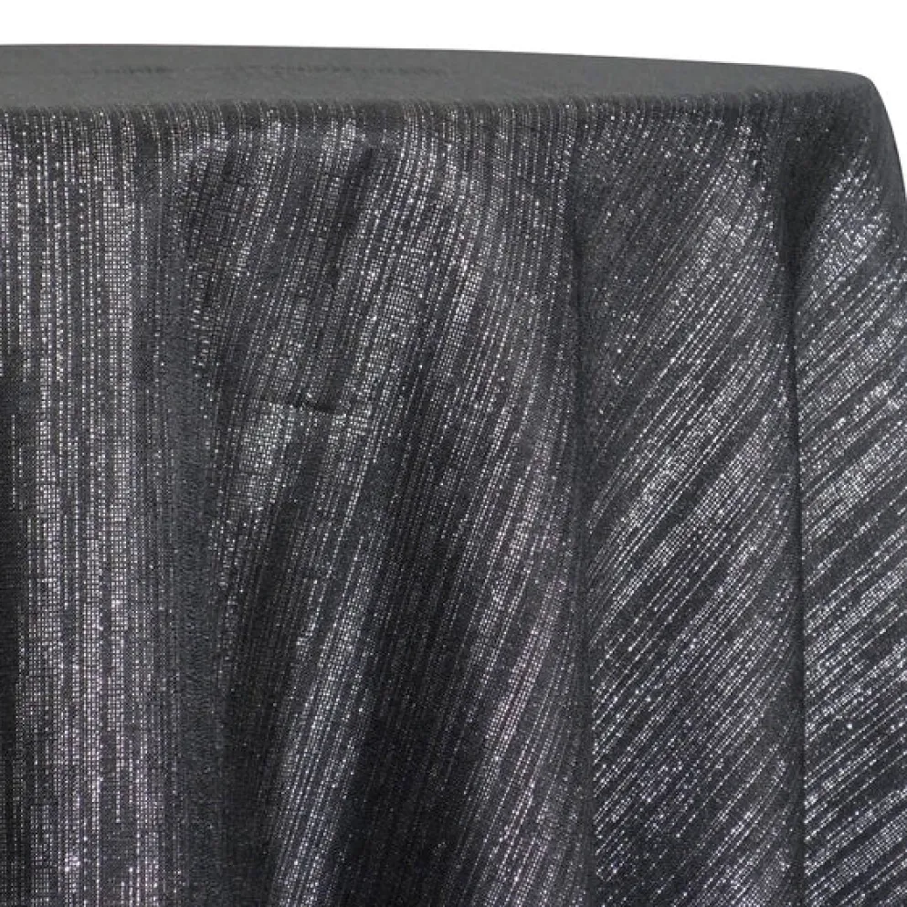 Metallic Burlap Table Linen in Black/Silver