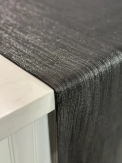 Metallic Burlap Table Linen in Black/Silver