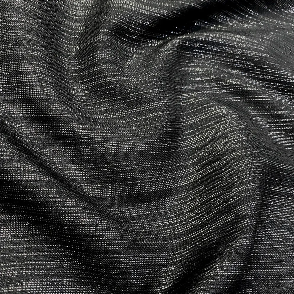Metallic Burlap Table Linen in Black/Silver