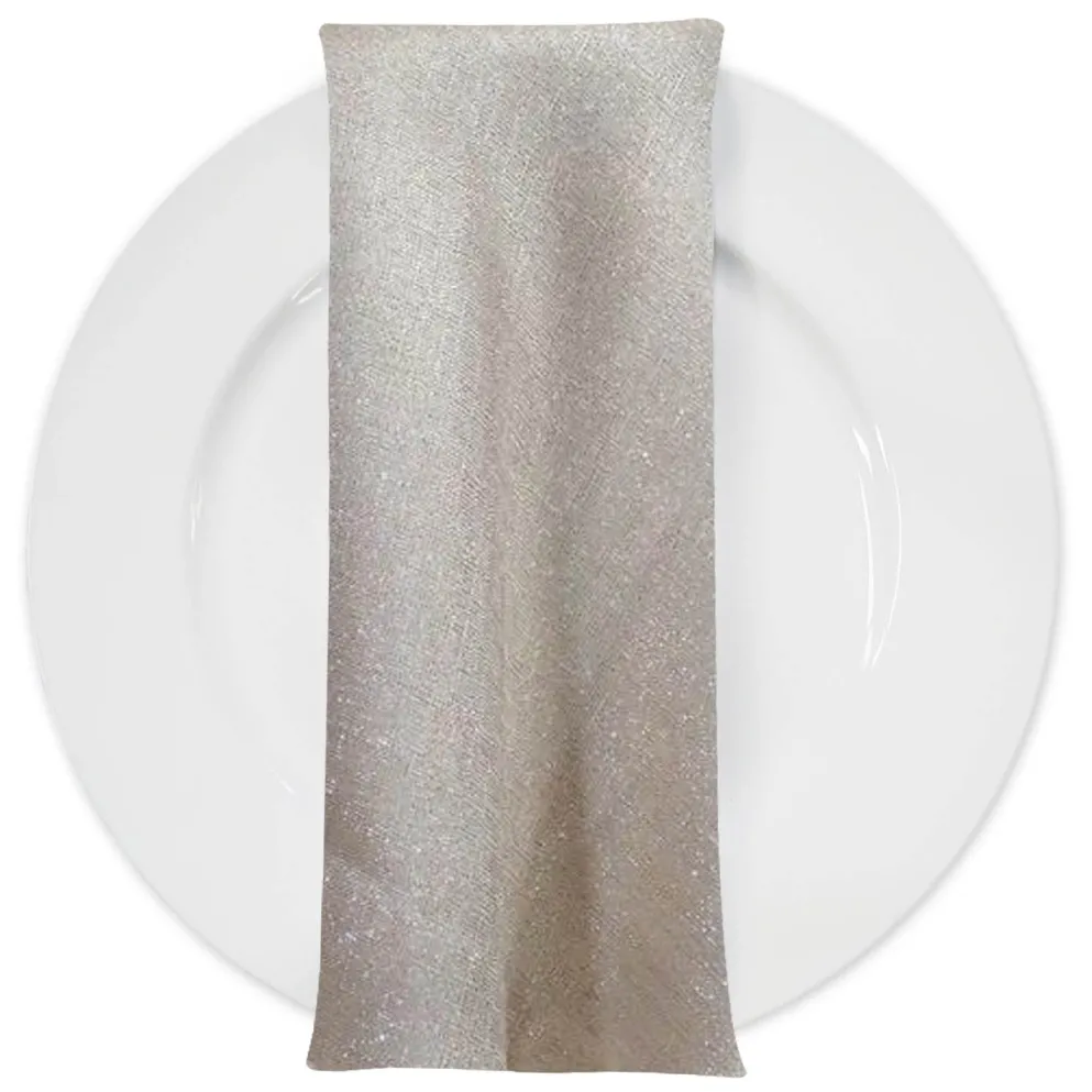 Metallic Burlap Table Napkins in Champagne/Silver