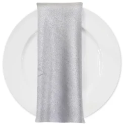 Metallic Burlap Table Napkins in Silver/Silver