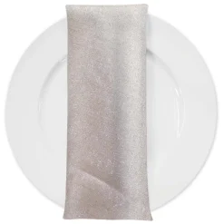 Metallic Burlap Table Napkins in Ivory/Silver