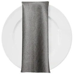 Metallic Burlap Table Napkins in Black/Silver