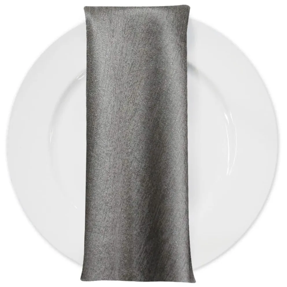 Metallic Burlap Table Napkins in Black/Silver