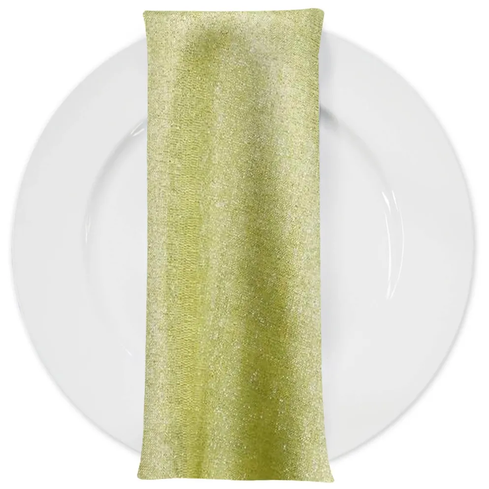 Metallic Burlap Table Napkins in Sage/Silver