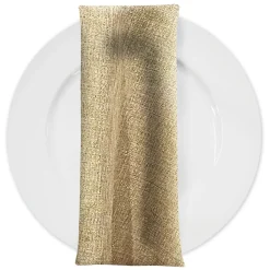 Metallic Burlap Table Napkins in Khaki/Gold
