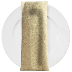 Metallic Burlap Table Napkins in Beige/Gold