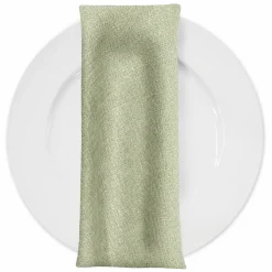 Metallic Burlap Table Napkins in Sage/Gold
