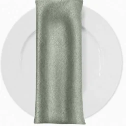 Metallic Burlap Table Napkins in Platinum