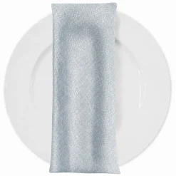 Metallic Burlap Table Napkins in Blue/Silver