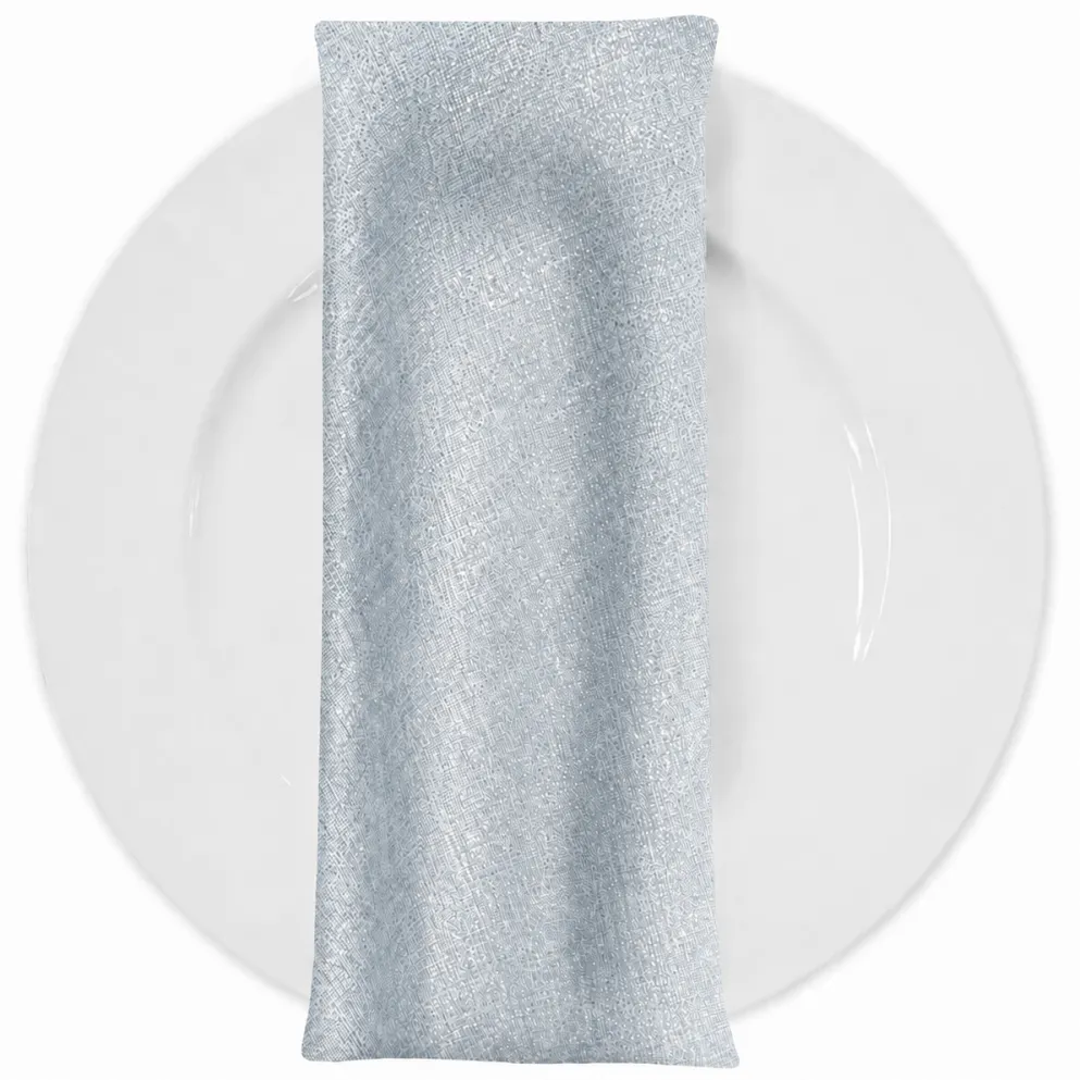Metallic Burlap Table Napkins in Blue/Silver