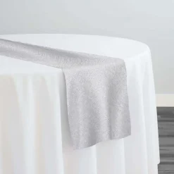 Metallic Burlap Table Runner in Silver/Silver