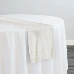 Metallic Burlap Table Runner in White/Silver