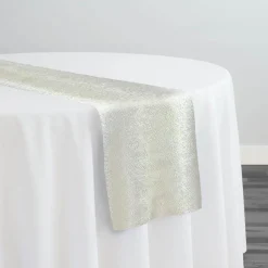 Metallic Burlap Table Runner in Ivory/Gold